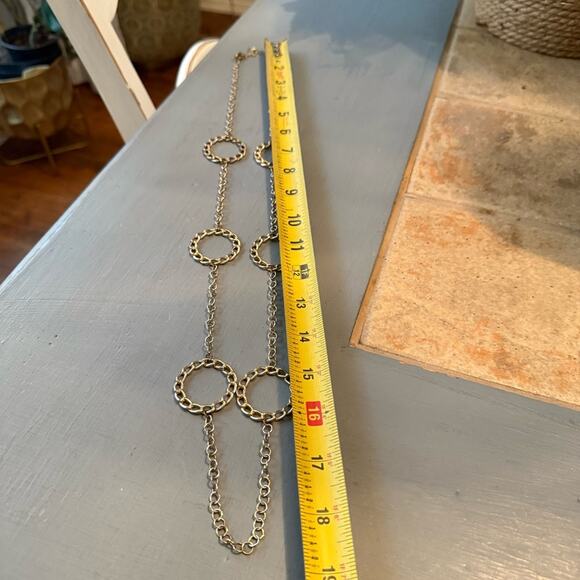 New York Gold & CoTone Long Circles Necklace - Picture 5 of 7